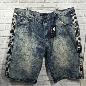 Y2K BIG & TALL NWT Rocawear Denim Shorts Jorts Acid wash Baggy Skater Size 46W